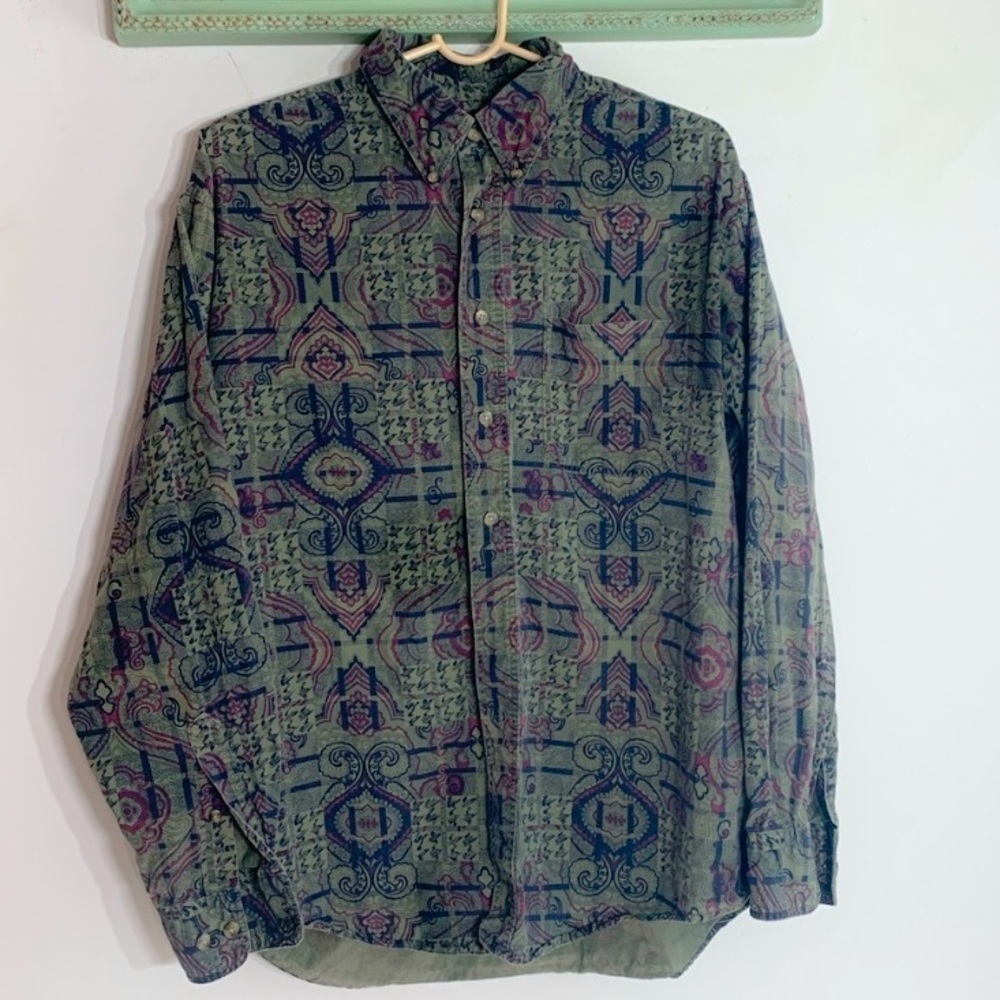 Trader Bay Button Front Mix Print Regal Long Slee… - image 1